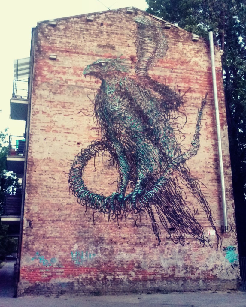 mural with a bird by DALeast in Warsaw