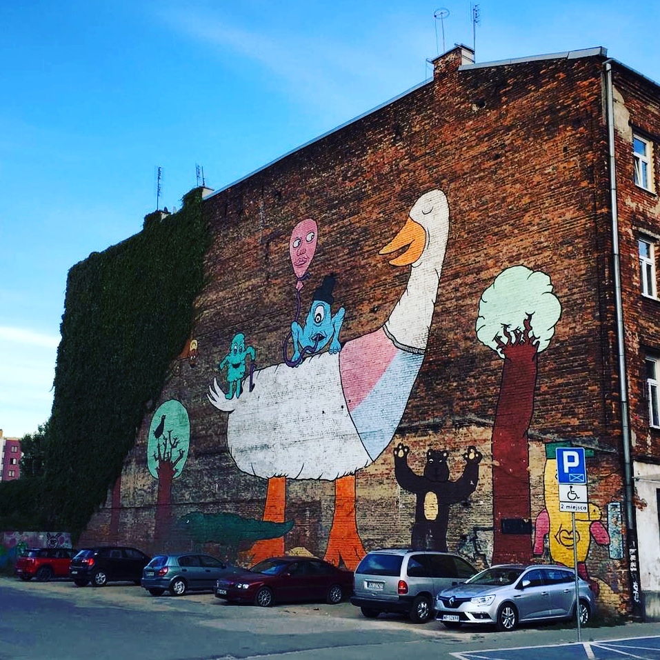 mural with a goose in Warsaw