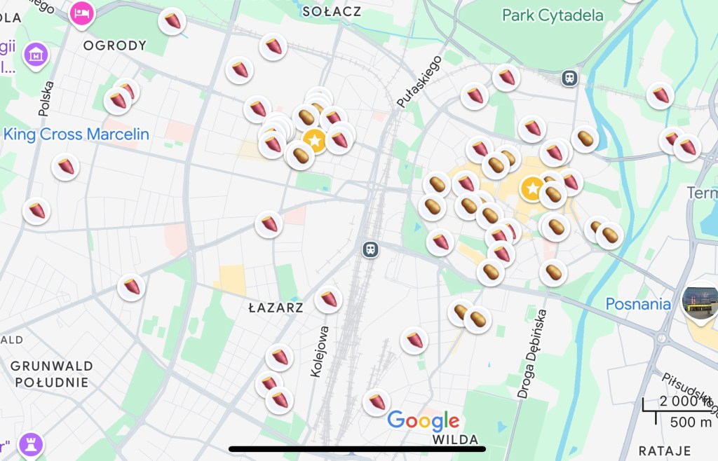 Map of Poznan with street art