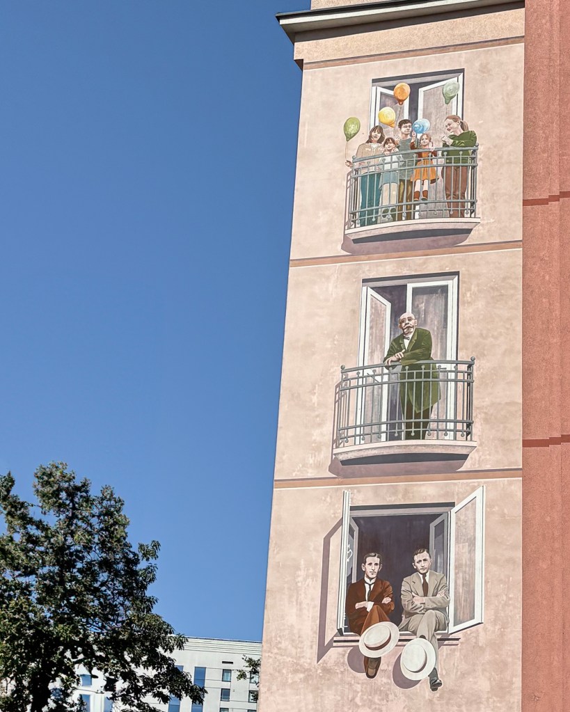 mural of habitants of the building