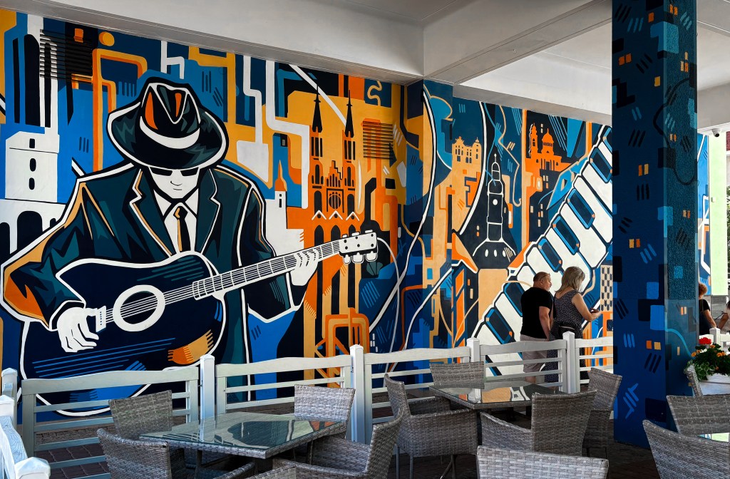 mural with a guitarist
