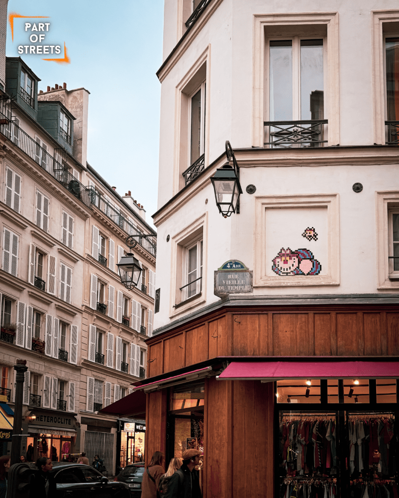 cat's mosaic made by street artists Invader