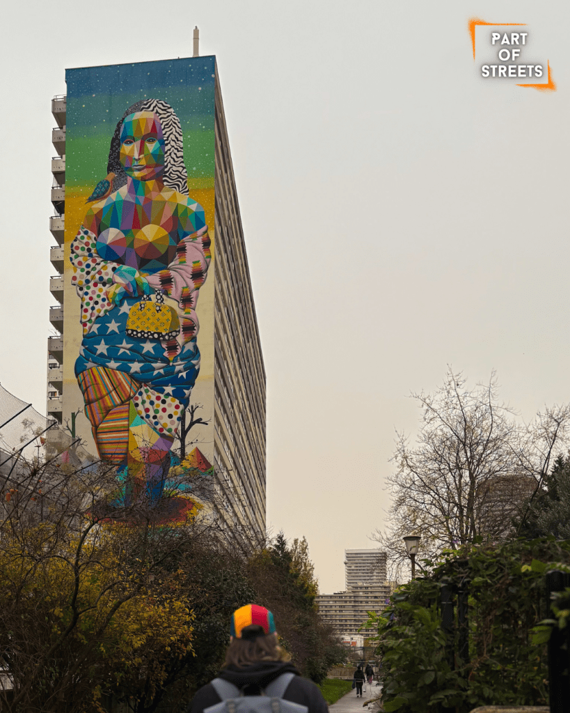 mural by Okuda art in Boulevard 13 Paris