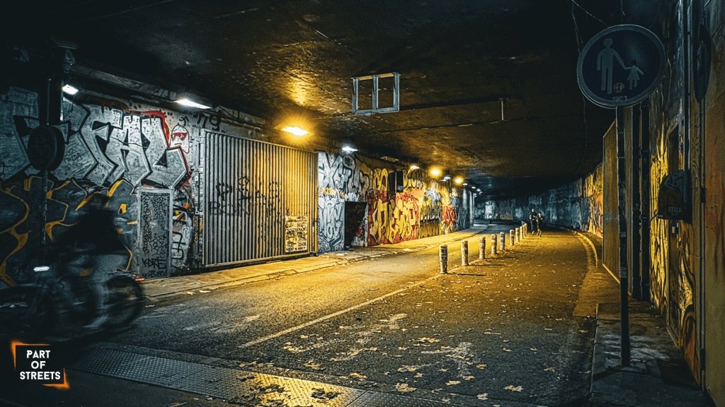 graffiti and street art in the Tunnel des Tuileries in the 1st Arrondissement