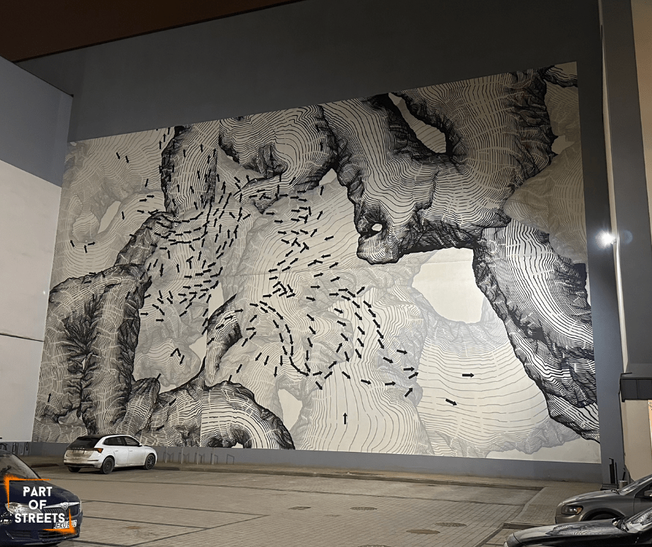 Anderi Berger mural on Stara Drukarnia courtyard in Łódź, Poland.