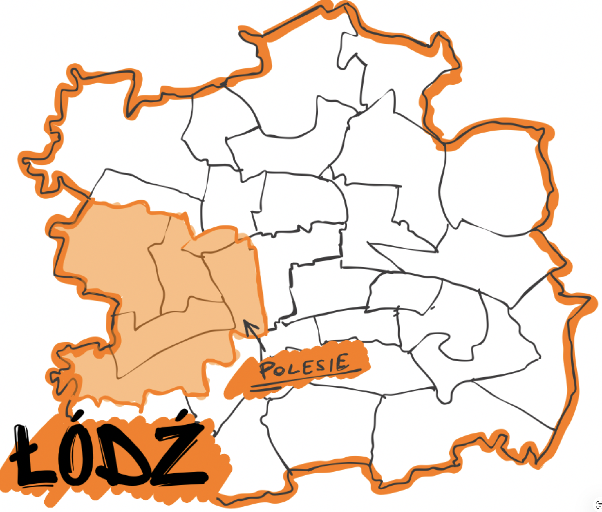 map of Łódź with marked Polesie