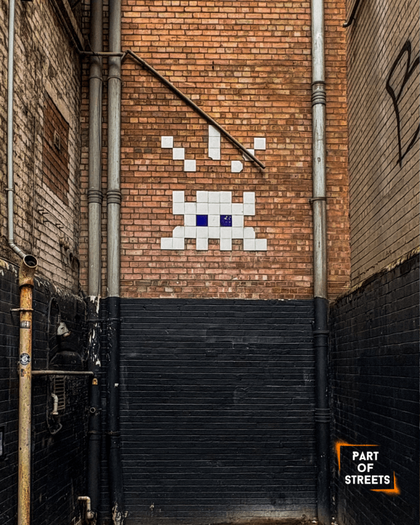 Art piece by Invader in Manchester in the city centre.